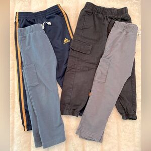 4T boys pant bundle Adidas Kids Navy and Yellow Track Pants joggers cargo pants